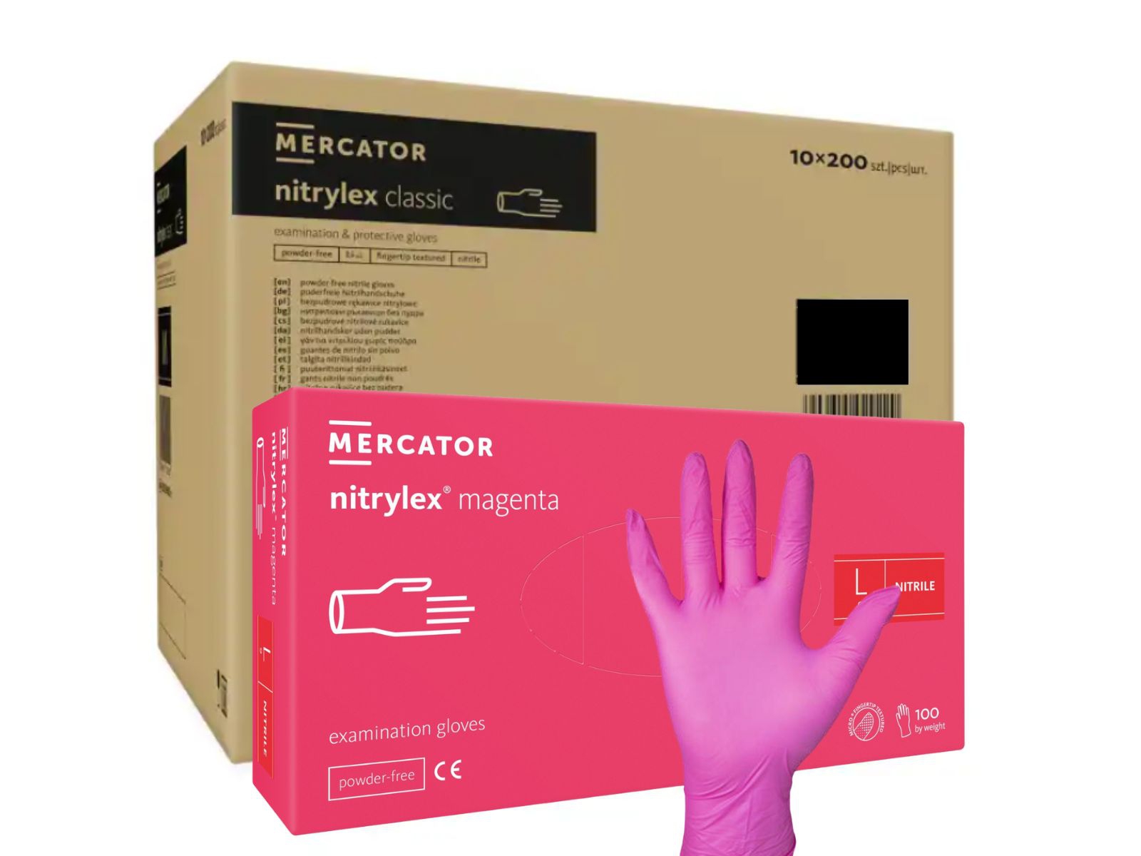 Rękawice Nitrylex Magenta L Mercator KARTON